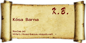 Kósa Barna névjegykártya